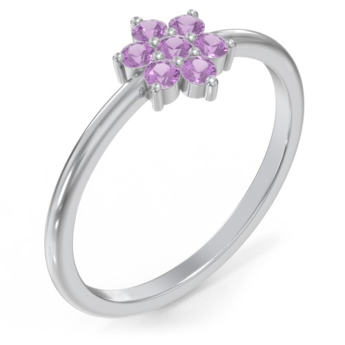 Flower Stackable Ring with Gemstones
