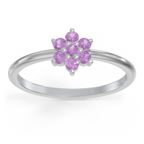 Flower Stackable Ring with Gemstones