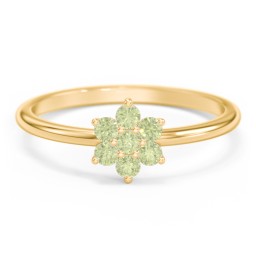 Flower Stackable Ring with Gemstones in 18K Gold Plated Silver with Peridot
