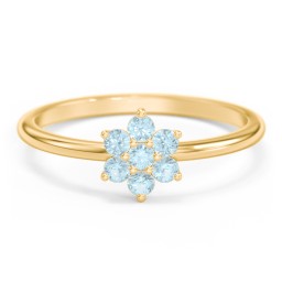 Flower Stackable Ring with Gemstones in 18K Gold Plated Silver with Blue Topaz