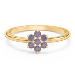 Flower Stackable Ring with Gemstones in 18K Gold Plated Silver with Alexandrite
