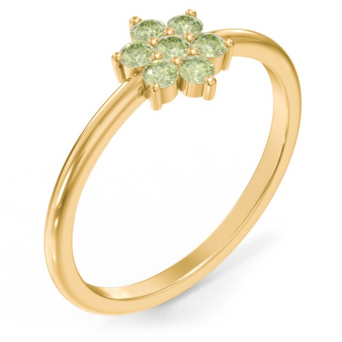 Flower Stackable Ring with Gemstones – 18K Gold Plated Silver with Peridot