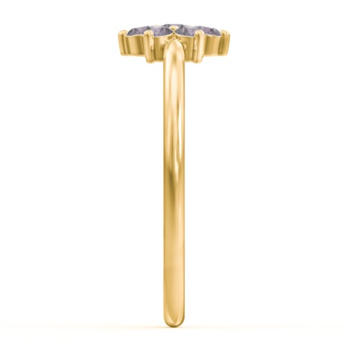 Flower Stackable Ring with Gemstones – 18K Gold Plated Silver with Alexandrite