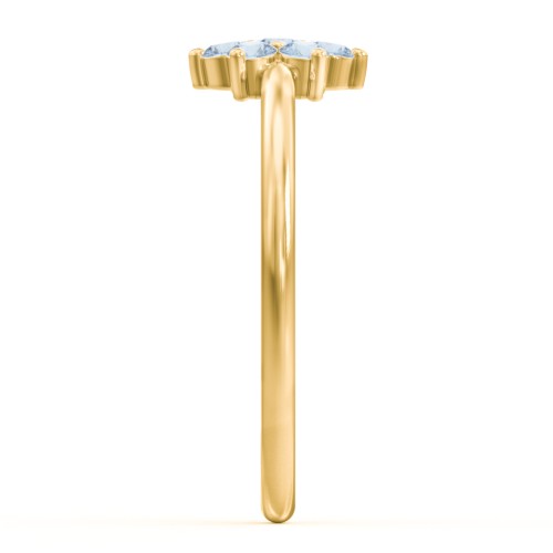 Flower Stackable Ring with Gemstones – 18K Gold Plated Silver with Blue Topaz