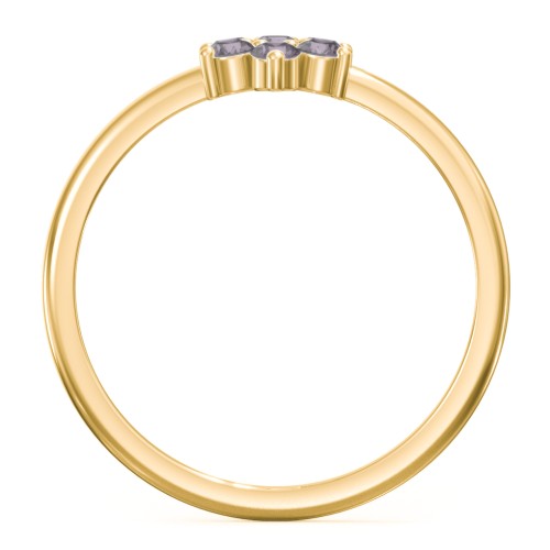 Flower Stackable Ring with Gemstones – 18K Gold Plated Silver with Alexandrite