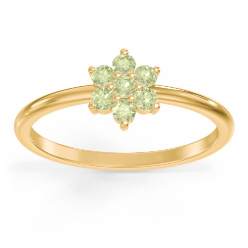 Flower Stackable Ring with Gemstones – 18K Gold Plated Silver with Peridot