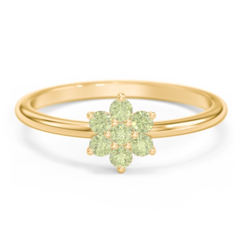 Flower Stackable Ring with Gemstones – 18K Gold Plated Silver with Peridot
