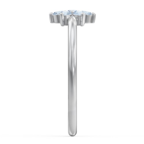Flower Stackable Ring with Gemstones – Sterling Silver with Blue Topaz