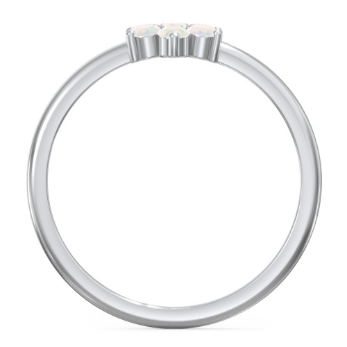 Flower Stackable Ring with Gemstones – Sterling Silver with Opal
