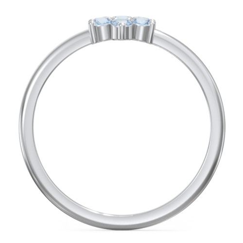 Flower Stackable Ring with Gemstones – Sterling Silver with Blue Topaz