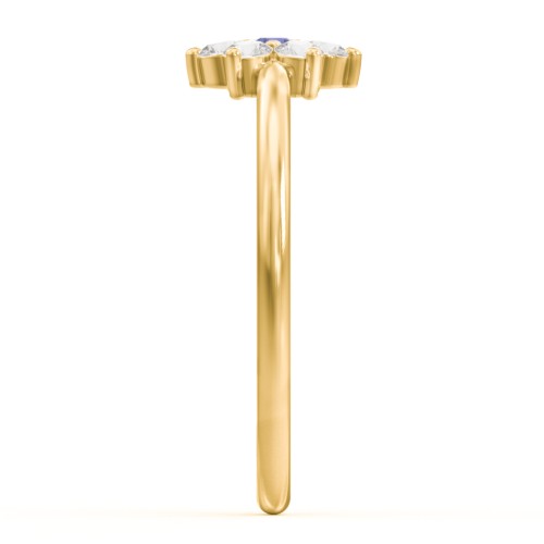 Flower Stackable Ring with Gemstones – 9kt Yellow Gold with Blue Sapphire and Cubic Zirconia