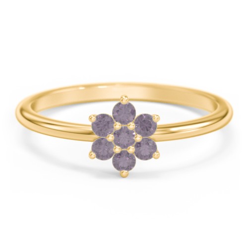 Flower Stackable Ring with Gemstones – 9kt Yellow Gold with Alexandrite