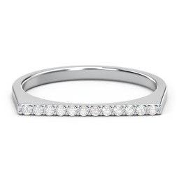 Flat Top Stackable Ring with Accents in 925 Sterling Silver with Diamond