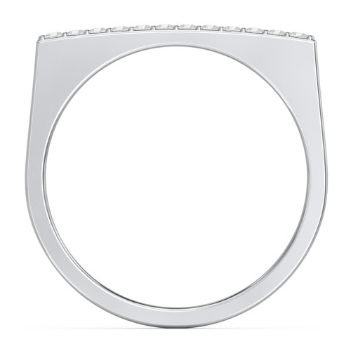 Flat Top Stackable Ring with Accents – Sterling Silver with Diamond