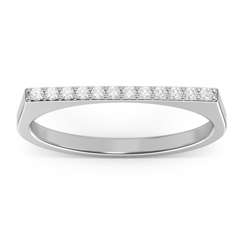 Flat Top Stackable Ring with Accents – Sterling Silver with Diamond