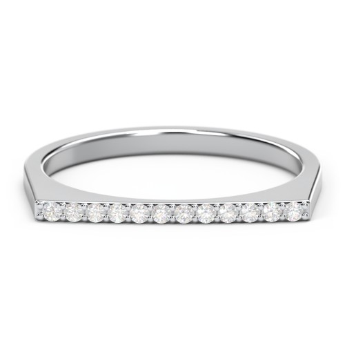 Flat Top Stackable Ring with Accents – Sterling Silver with Diamond
