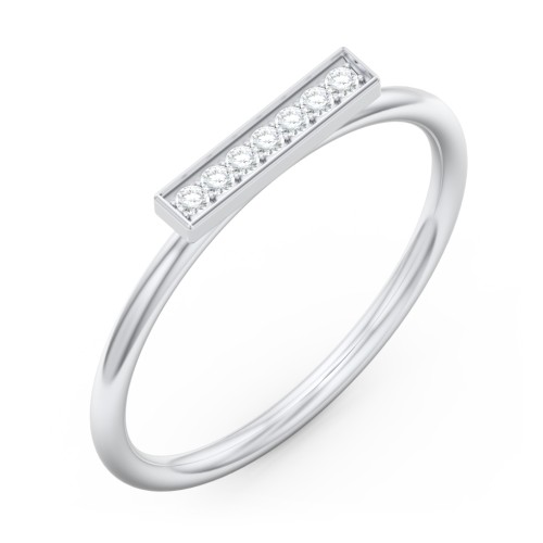Gemstone Horizontal Bar Ring – Sterling Silver with White Premium Zirconia
