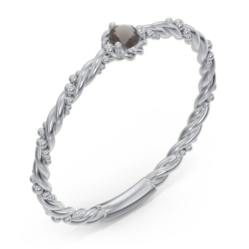 Twisted Band Stackable Ring with Gemstone