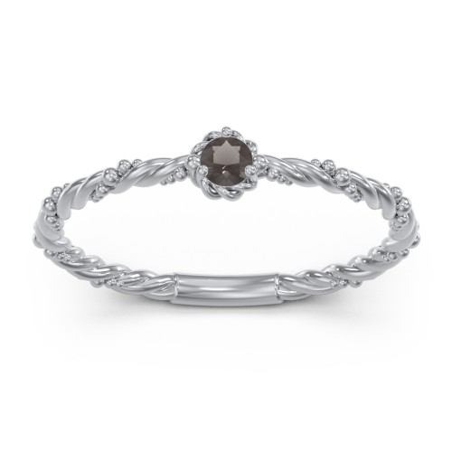 Twisted Band Stackable Ring with Gemstone