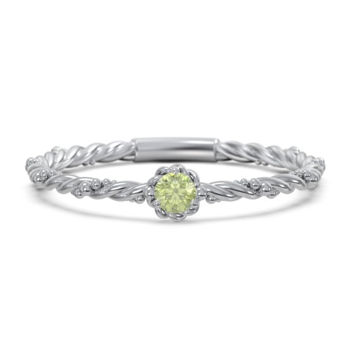 Twisted Band Stackable Ring with Gemstone