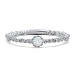 Twisted Band Stackable Ring with Gemstone in 925 Sterling Silver with Aquamarine