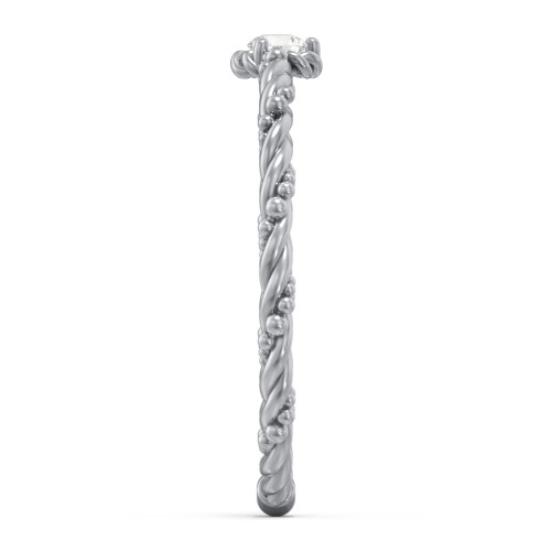 Twisted Band Stackable Ring with Gemstone – Sterling Silver with Cubic Zirconia