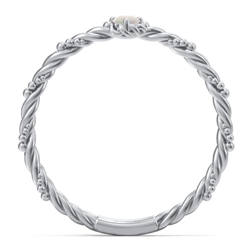 Twisted Band Stackable Ring with Gemstone – Sterling Silver with Opal