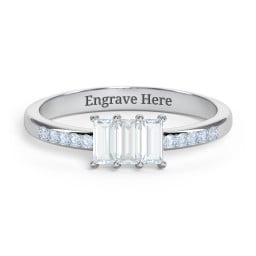 3 Stone Vertical Baguette Ring with Accents