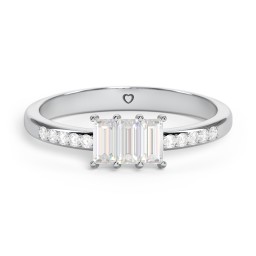 3 Stone Vertical Baguette Ring with Accents