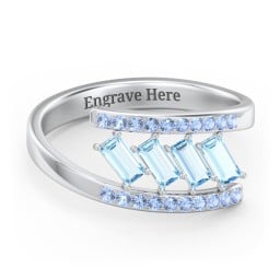 Tilted Baguette Bypass Ring with Accents