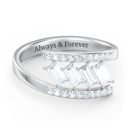 Tilted Baguette Bypass Ring with Accents