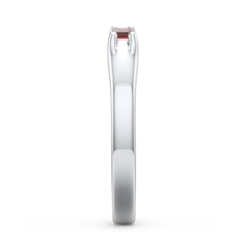 3 Stone Horizontal Baguette Ring – Sterling Silver with Garnet and Pink Tourmaline
