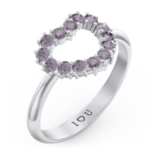 Couples Birthstone Heart Ring – Sterling Silver with Alexandrite