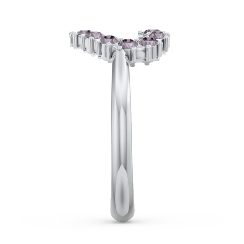 Couples Birthstone Heart Ring – Sterling Silver with Alexandrite