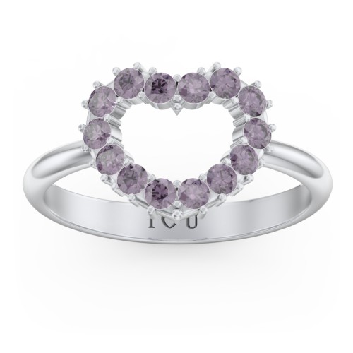 Couples Birthstone Heart Ring – Sterling Silver with Alexandrite