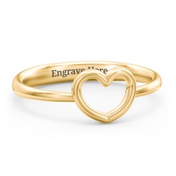 Open Heart Ring in 9K Solid Yellow Gold