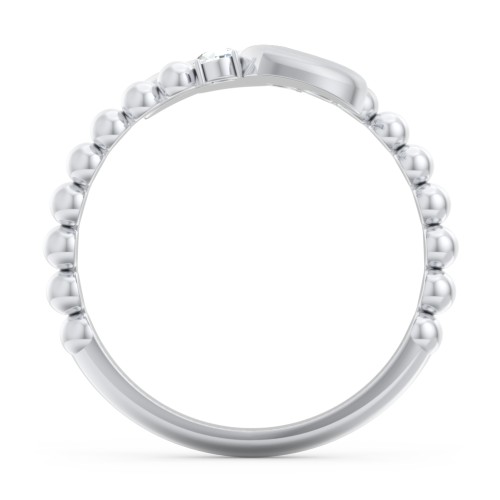 Engravable Double Heart Ring with Birthstones – Sterling Silver with Cubic Zirconia