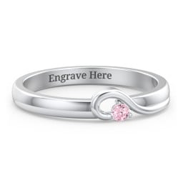 Half Heart Ring with Birthstone