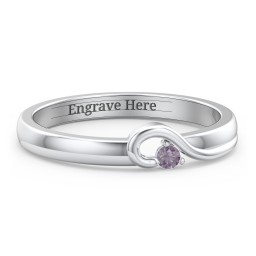 Half Heart Ring with Birthstone