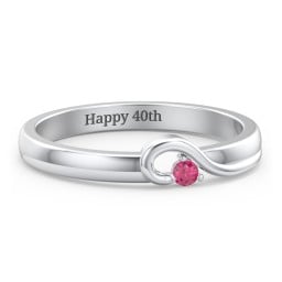 Half Heart Ring with Birthstone