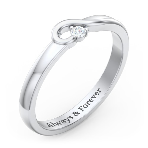 Half Heart Ring with Birthstone