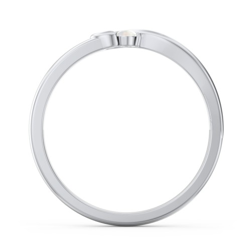 Half Heart Ring with Birthstone – Sterling Silver with Opal