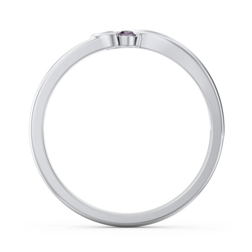 Half Heart Ring with Birthstone – Sterling Silver with Alexandrite