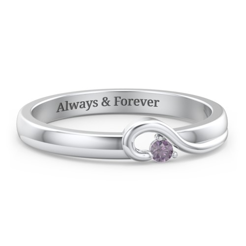 Half Heart Ring with Birthstone – Sterling Silver with Alexandrite