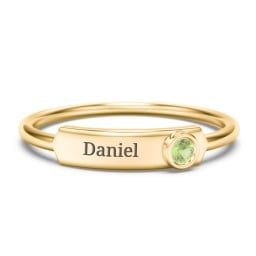Engravable Bar Ring with Birthstone