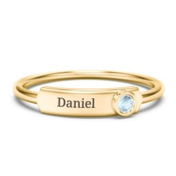 Engravable Bar Ring with Birthstone
