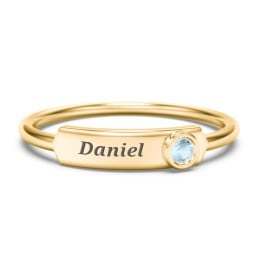 Engravable Bar Ring with Birthstone