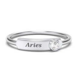 Engravable Bar Ring with Birthstone