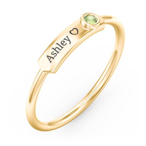 Engravable Bar Ring with Birthstone
