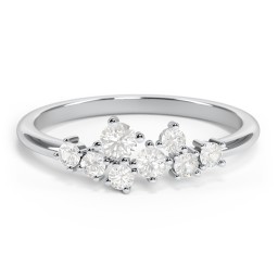 8-Stone Cluster Ring in 925 Sterling Silver with Cubic Zirconia